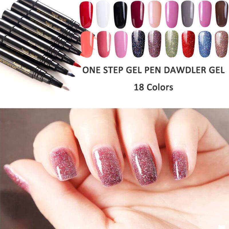 

One Step Nail Gel Polish Nail Brush Pen Do Not Need Base Top Coat LED UV Lamp Gel Lacquer Art Soak off Top Lacquer, 12