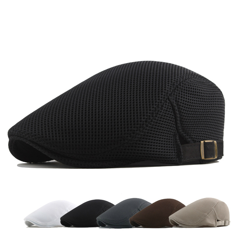 

Berets Summer Hollow Mesh Breathable Adjustable Sun Hats Men Women Korean Tide Mens Solid Color Visor Caps Unisex Snapback, White