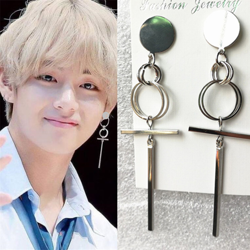 

KPOP DNA Korean V Moda Fashion Jewelry Bangtan Boys Earrings Brincos silver color Long Earrings For Women Mujer Pendientes