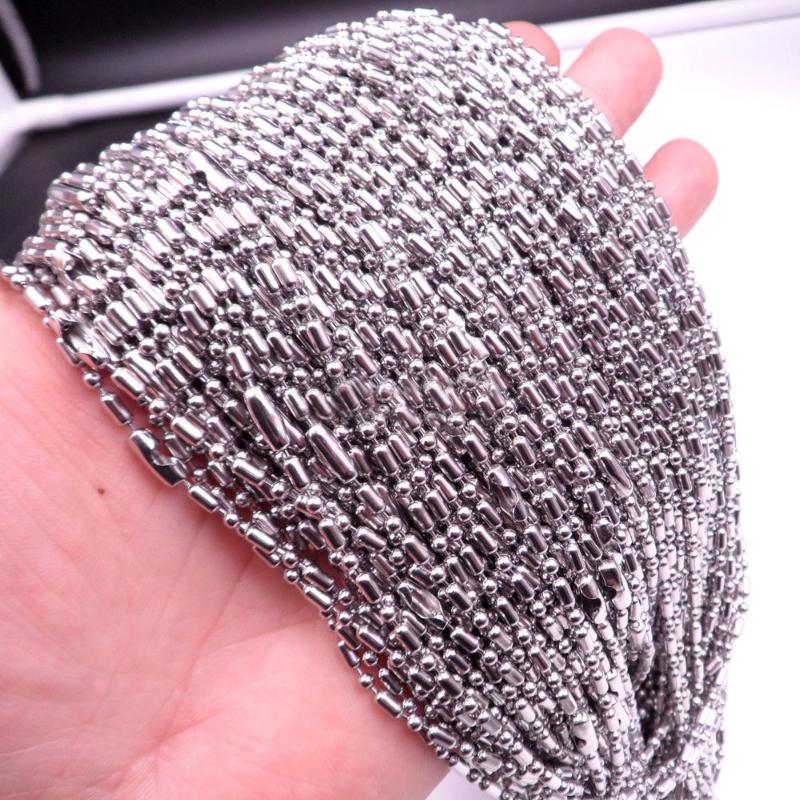 

Chains Granny Chic 50pcs/100pcs Men Womens Wholesale Top Quality Stainless Steel Beads Ball Chain In Lots 16"-36"