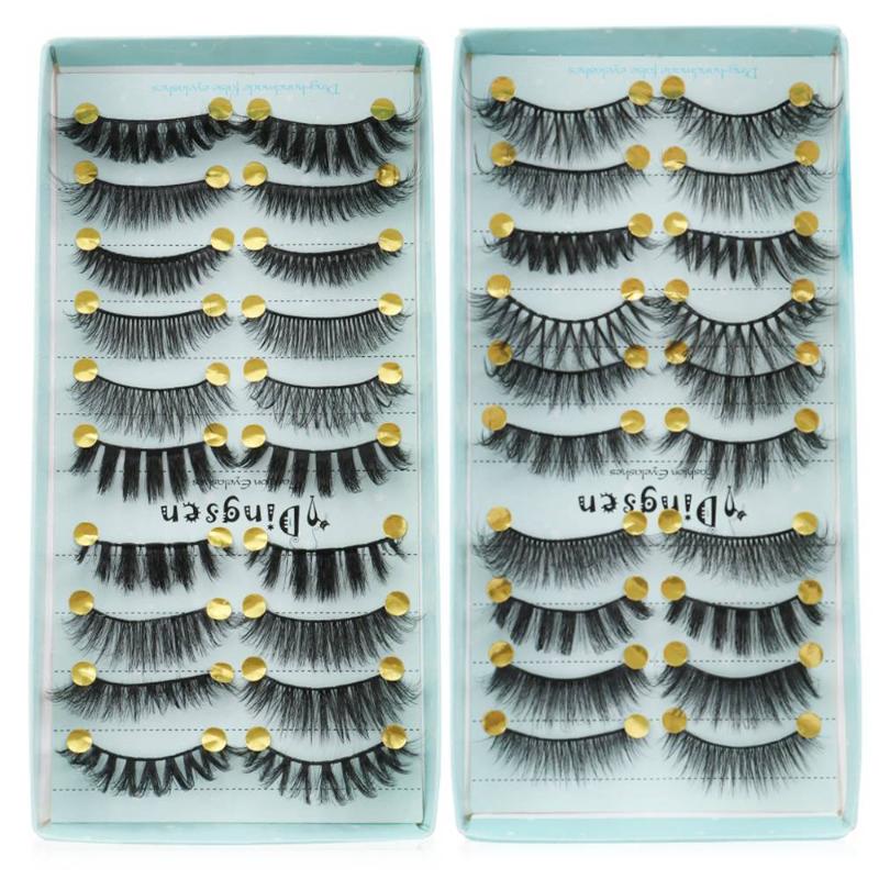 

10 Pairs 3D Faux Mink False Eyelashes Mixed Styles Winged Criss-cross Fluffy Wispies Lashes Eye Makeup Beauty Handmade Lashes