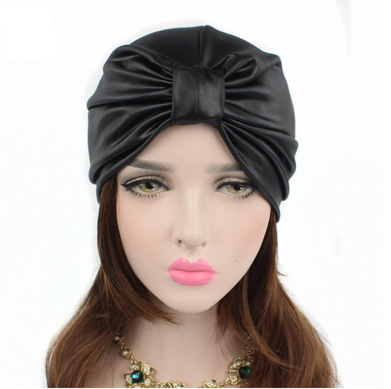 

2020 new women hats leather turban caps head wrap dome caps europe style india hats women beanies skullies for fall and spring, Blue