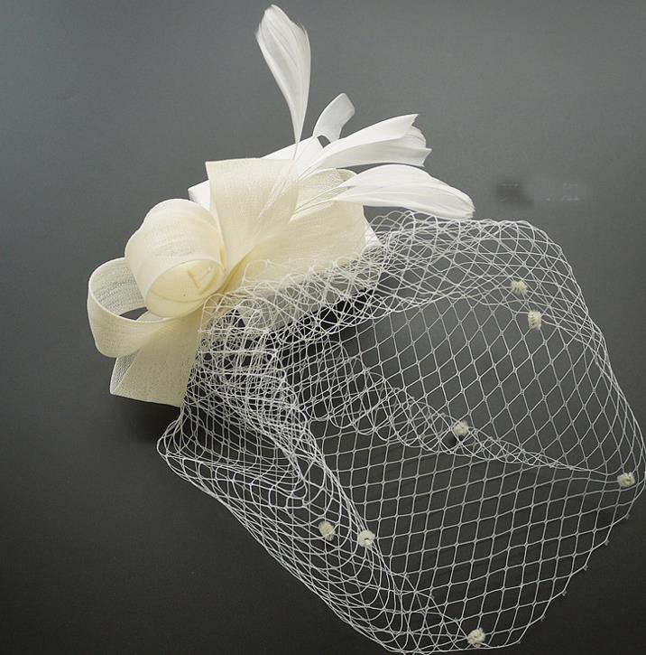 

Hens party veil fascinator hat women wedding feather dots net hat lady hair accessory clip hats festive event supplies presents