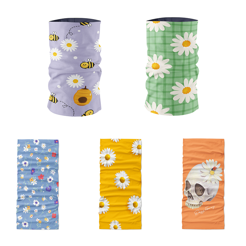 

New Daisy Series Scarf Bandana Women Neck Gaiter Summer Dustproof Headwear Fashion Print Face Mask Hijab Scarf Unisex Headband