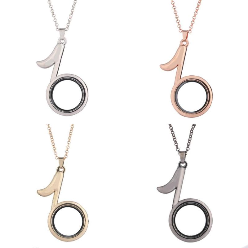 

Metal Musical Note Shape Memory Photo Locket Necklaces Metal Glass Memory Floating Open Locket Pendant Necklaces Jewelry