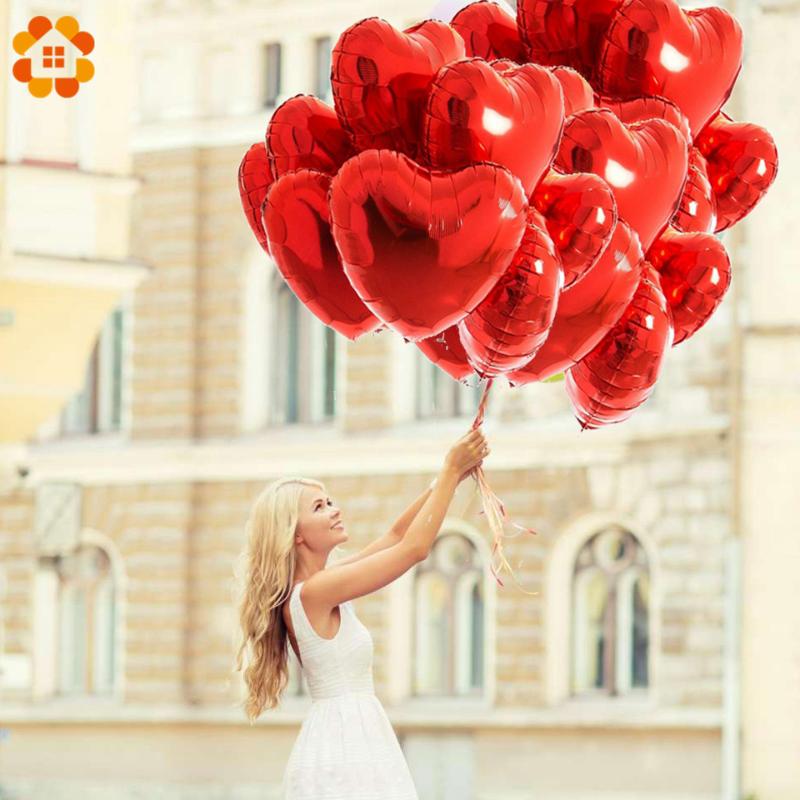 

5PCS/Lot Baby Shower Party Foil Balloons Romantic Heart&Star Shaped Helium Air Ball Wedding Birthday Party Decoration Balloons