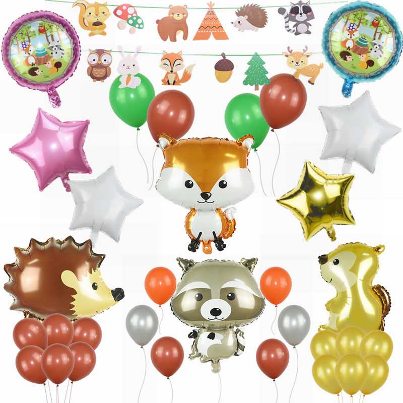 

Party Decoration 1set Large Animals Balloons Raccoon Hedgehog Foil Balloon For Jungle Theme Kid Birthday Air Balls Supplies