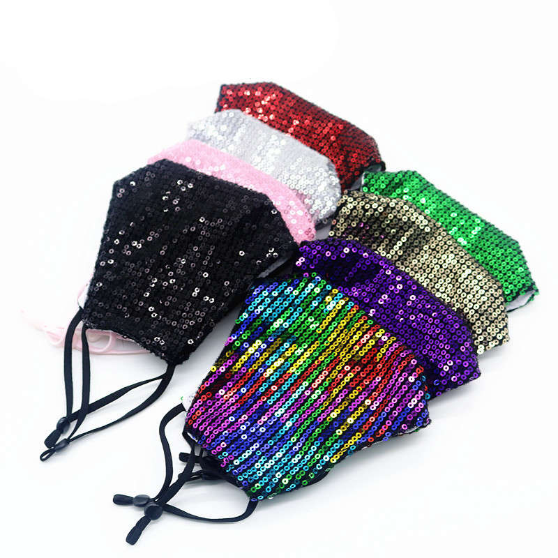 

Fashion Bling Bling Sequins Protective Mask Dustproof Mouth Masks Washable Reusable Face Mask For Women DHL Free Shipping