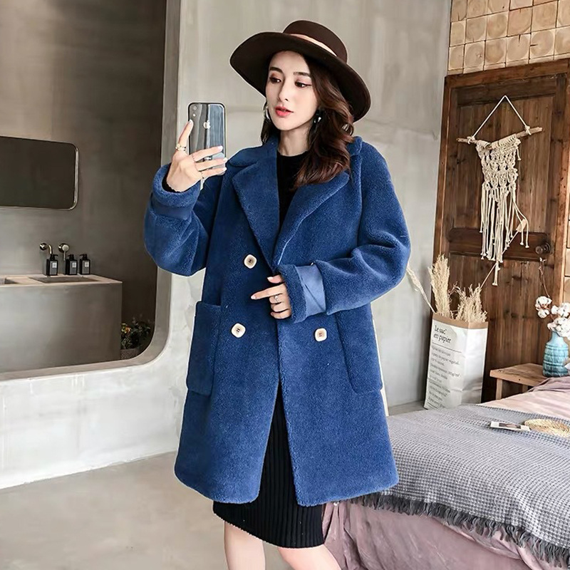 

2020 new women fashion teddy coat faux fur coat female short, White