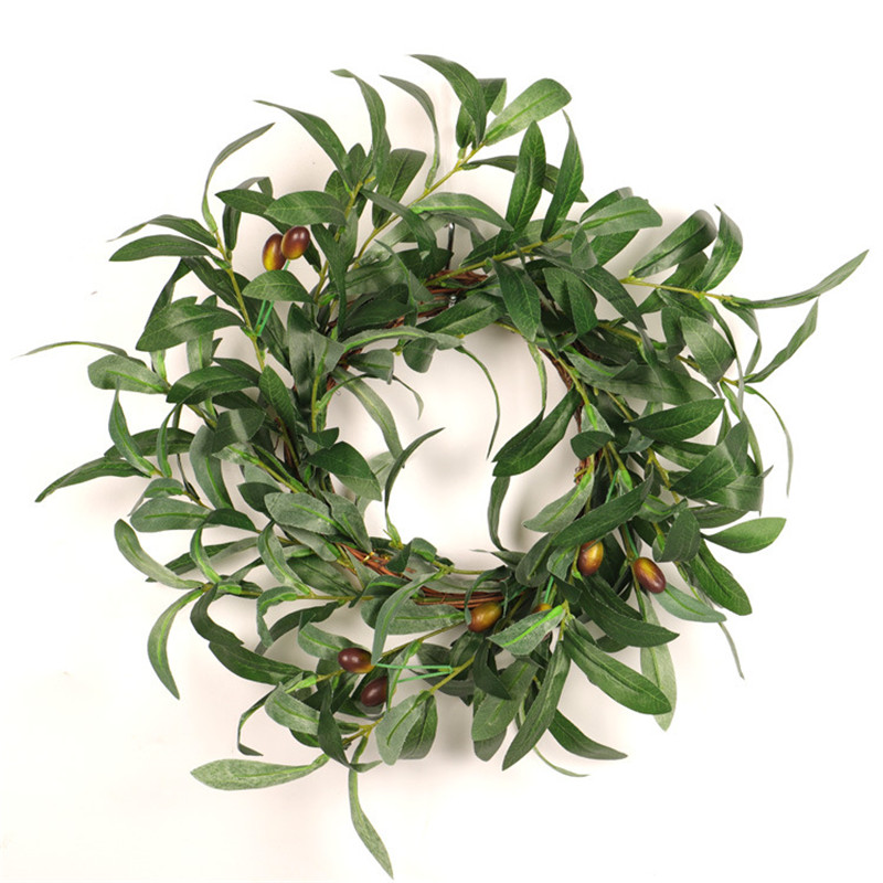 

Cilected Olive Leaf Garland Artificial Plant Vine Rattan Wreath For Wedding Door Decoration Wall Hanging Diy Greenery Wreath, A054r03-30cm