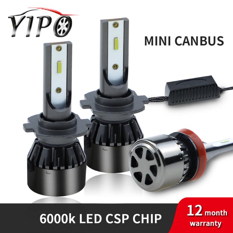 

2PCS healihght led h7 h4 led h1 h3 880 h11 9005 9006 5202 9012 9004 9007 h13 h15 car light csp chips auto 6000K MINI CANBUS
