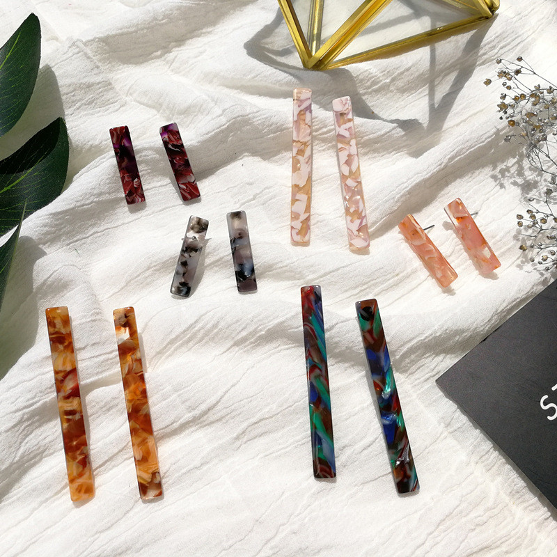 

Fashion Long short strip tortoiseshell Acrylic Stud Earrings For Women acetic acid Color collision Ear Jewelry Gifts