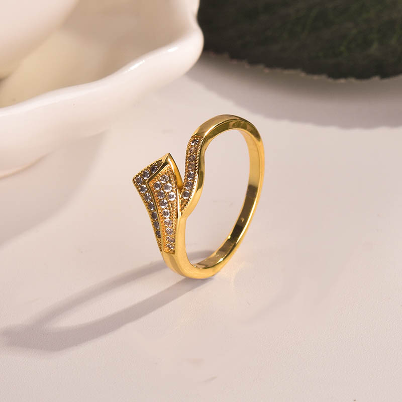

Creative gold color separation geometric pattern jewelry ladies engagement wedding gift birthday ring