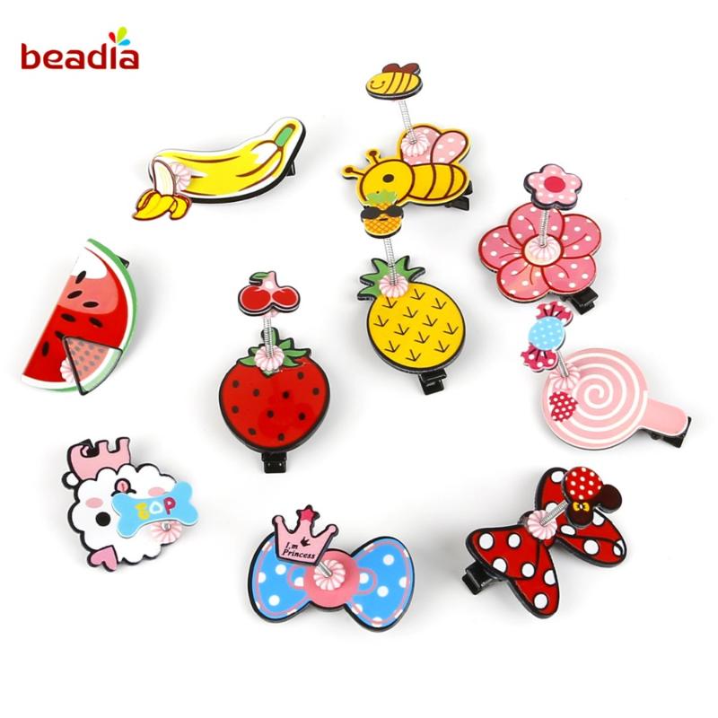 

Rubber Hair Pins For Girls Fruit Shape Baby Hair Accessories Children Cartoon Spring Clips For Festival Party Decoration
