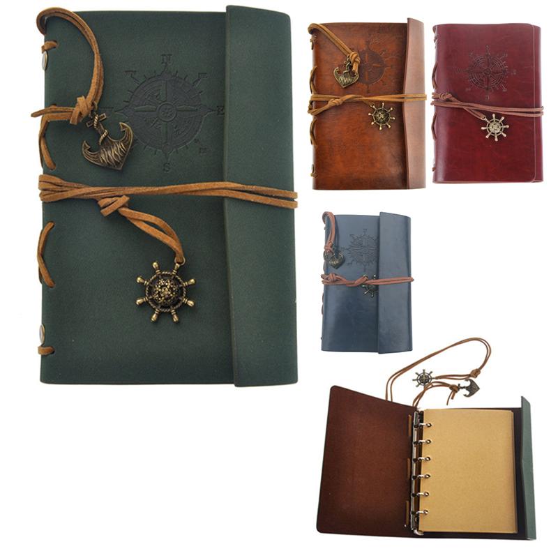 

Notebook Retro Vintage Pirate Anchor PU Cover Loose-leaf String Bound Blank Notebook Notepad Travel Journal Diary Jotter