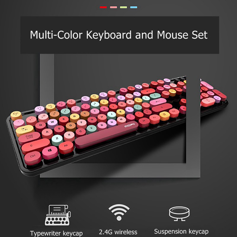 

Wireless Keyboard With Mouse Set Mixed Color Mechanical Gaming Keyboard Portable 2.4Ghz 104key Girl For PC Gamer Laptop