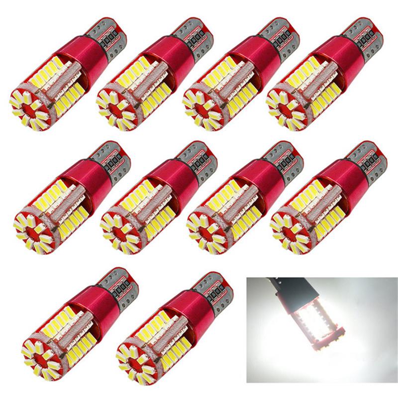 

10pcs T10 W5W 194 White Canbus OBC Error Car Bulb LED Light Interior Map Read Door License Plate Auto lamps 4014 SMD 57 Chips, As pic