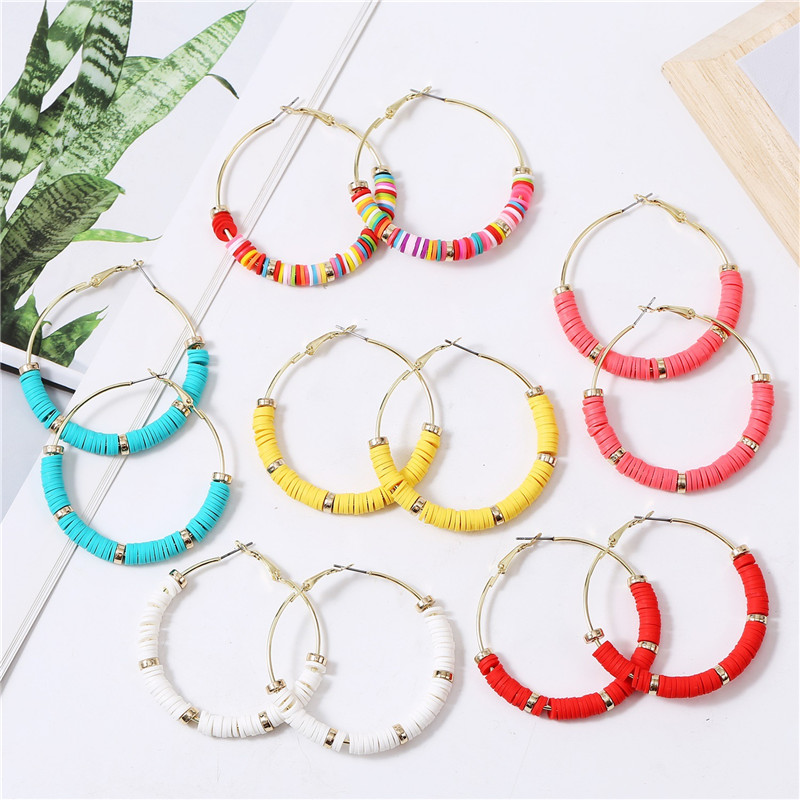 

Colorful Polymer Clay Hoop Earrings For Women Bohemia Clay Beads Hoop Earring Party Jewelry Accessories