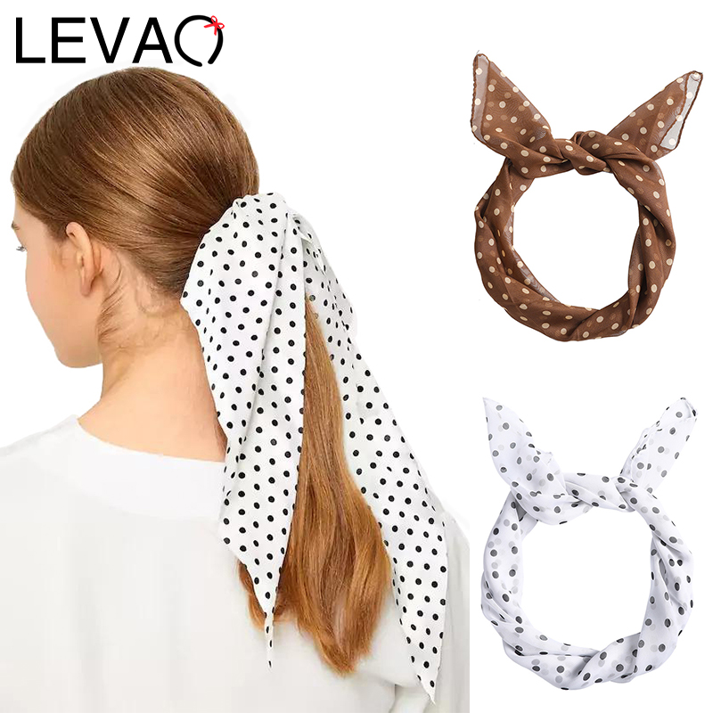 

LEVAO Fashion Dot Scrunchie Women Handkerchief Hair Scarf Hairband Hair Rubber Ropes Girls Accessories Band Headband