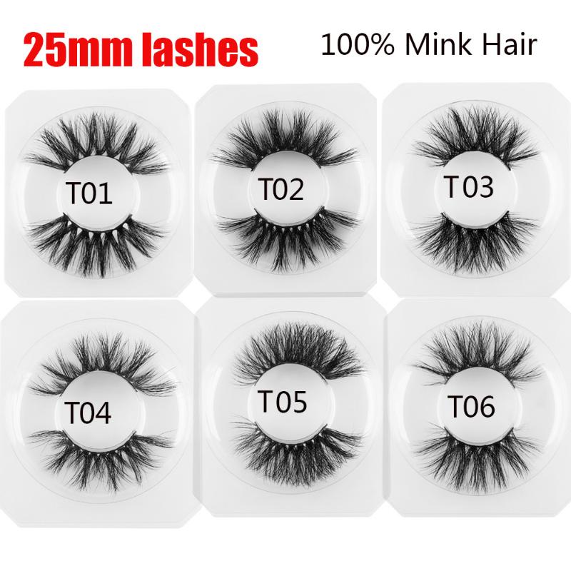 

1 Pair 25mm 5D Mink Hair False Eyelashes Wispy Fluffy Long Lashes Eye Makeup Tools Handmade Dramatic Lashes