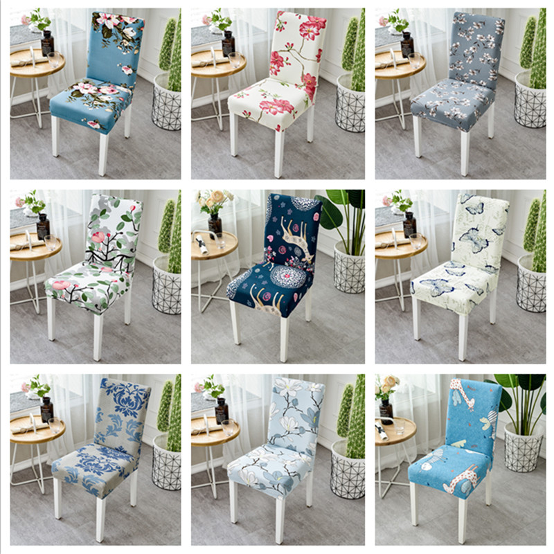 

Chair Covers 1Pc Flower Printed Big Cover Xmas Stretch High Back Slipcovers For Christmas El Banquet Elastic Seat