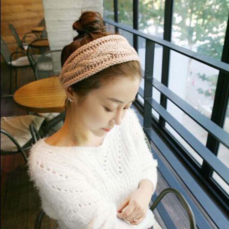 

1 Pcs 2020 Korean Fashion Twist Knitted Caps Autumn Winter Skullies Beanies Hats For Women Hair Band 4 Colors 8483, Pink