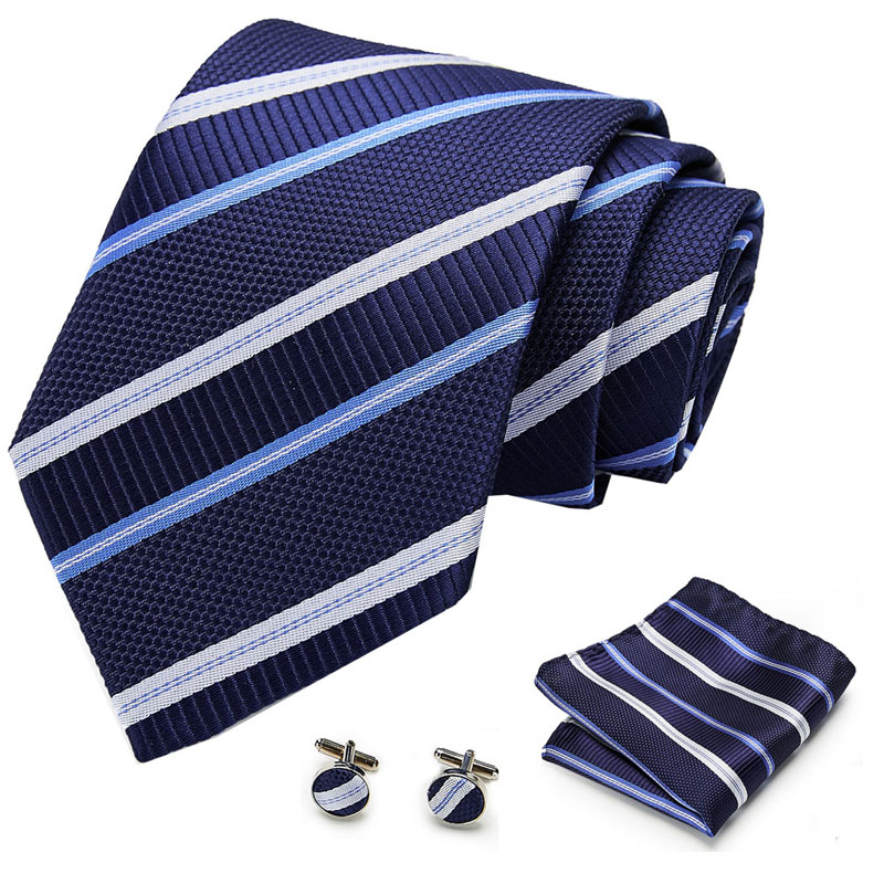 

Men necktie pocket square wedding mens neck ties silk tie set cufflinks handkerchief