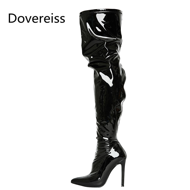 

Dovereiss Fashion Women's Shoes Winter new Pointed Toe sexy Stilettos Heels new Elegant Over the knee boots Concise Mature 33-43, Black