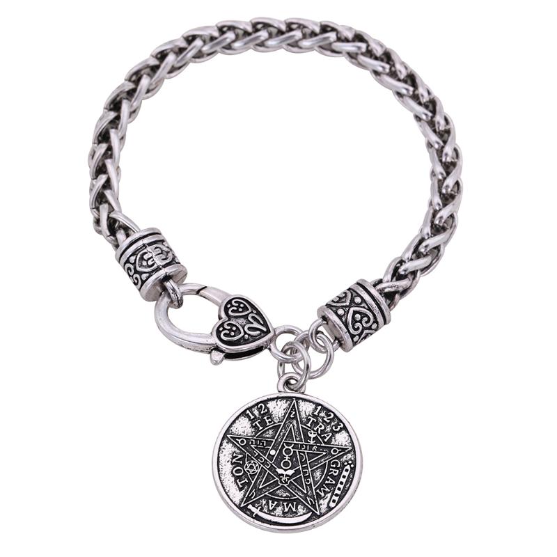 

Skyrim Antique Tetragrammaton Pentacle Pentagram Pendant Bracelets Wiccan Talisman Pagen Amulet DIY Jewelry Bangle For Man