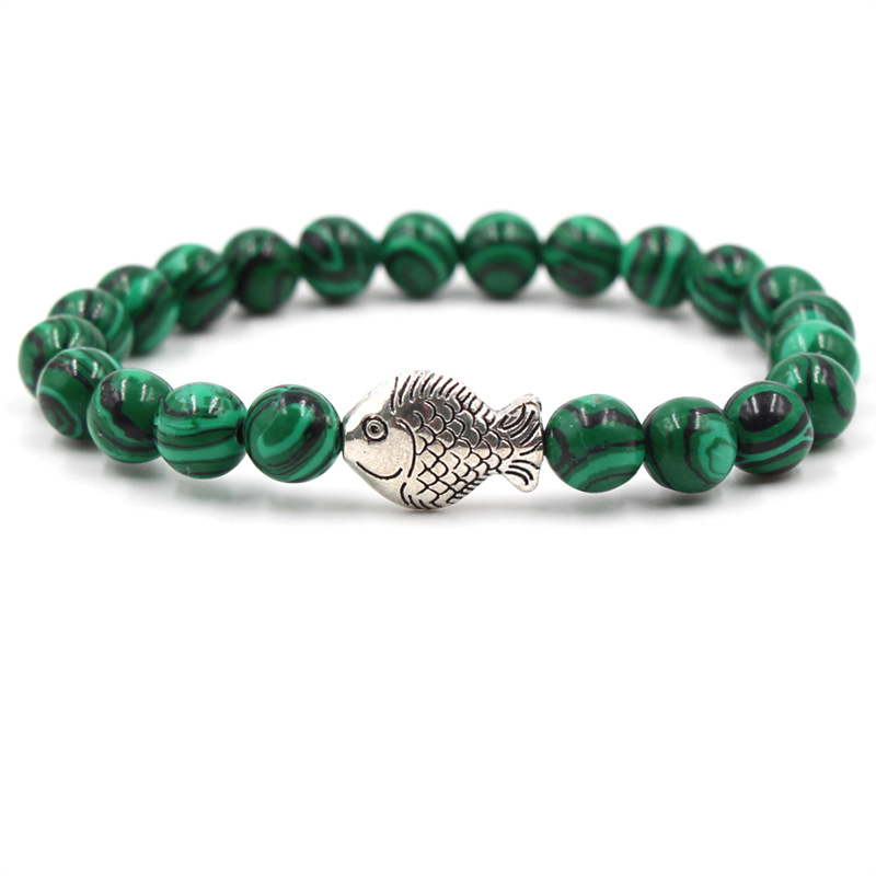 

Charm Bracelets Summer Style Marine Fish Women Men Same Paragraph Natural Stone Elastic Friendship Bracelet Beach Jewelry
