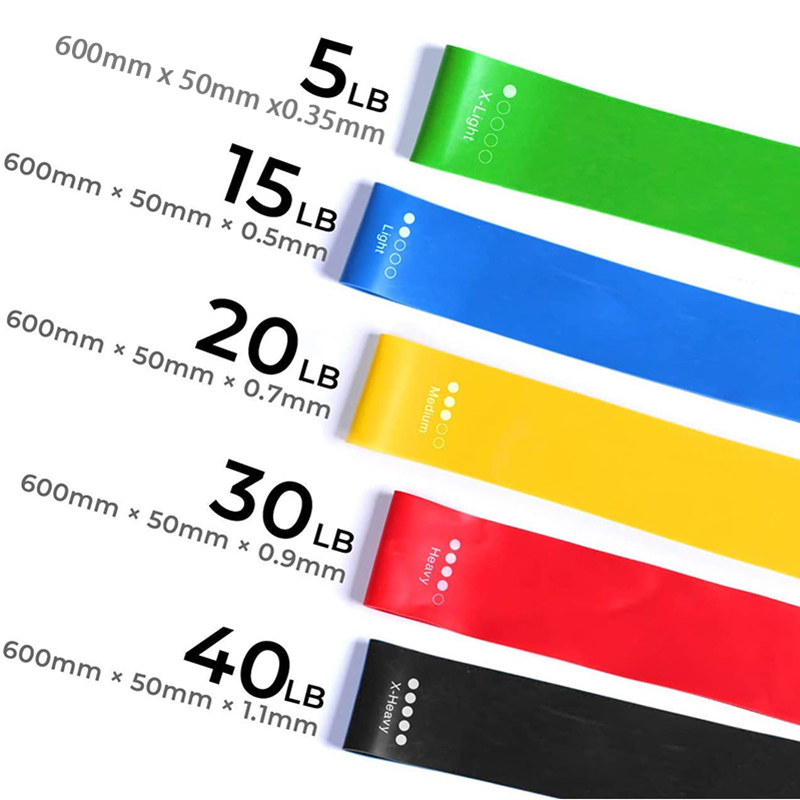 

Resistance Bands Set of 5 Natural latex Bands Sport Yoga Exercise Band Set Resistance Elastic Home Fitness Workout