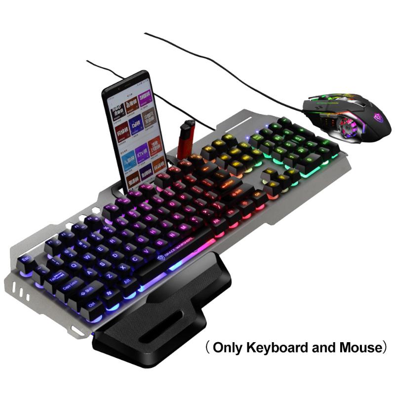 

104 Keys Gaming For Desktop Mechanical Home Office Keyboard Mouse Combo Mute Rainbow Backlit Plug And Play Computer Accessories