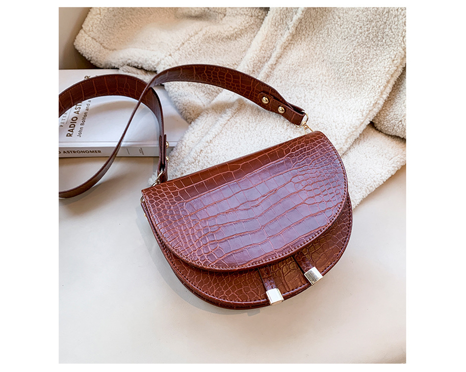 Luxury Fashion Women Crossbody Bag Crocodile Semicircle ...