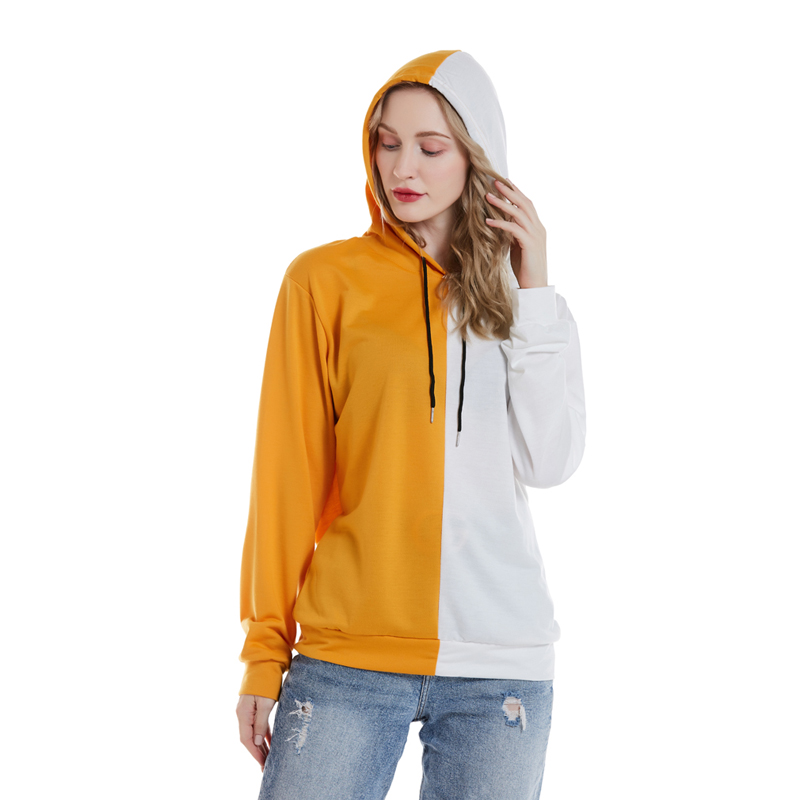 

2020 Autumn Winter Teens Fashion Hoodie Sweatshirt Pullover Stitching Color Jackets, Yellow