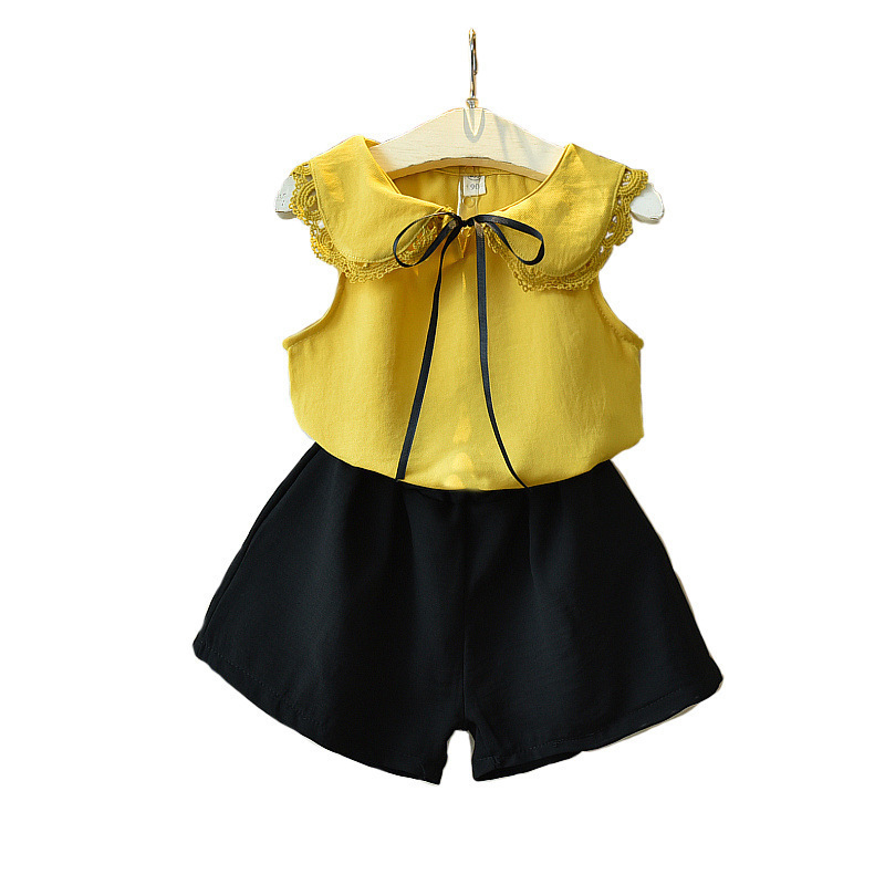 

Baby Girls Clothing Sets 2020 Summer Fashion Girl Sleeveless T-shirt And Shorts Suits Children Princess Party Clothes Sets, As the picture