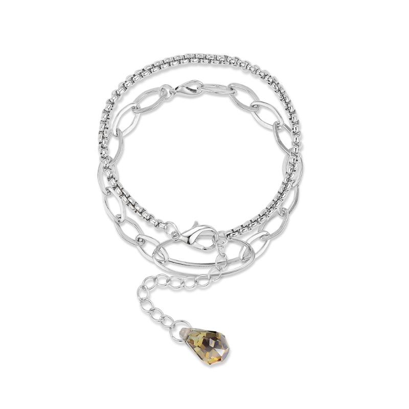 

New Design Fashion Women Simple Boutique Solid Color With Alloy Chain Rhinestone Bracelet Christmas Gift Delicate