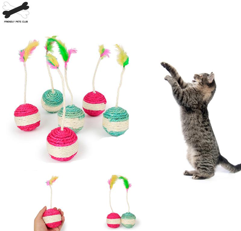 

Pet Cat Kitten Toy Rolling Sisal Scratching ball Funny Cat Kitten Play Dolls Tumbler Ball Pet Toys Feather Toy Dropshipping2