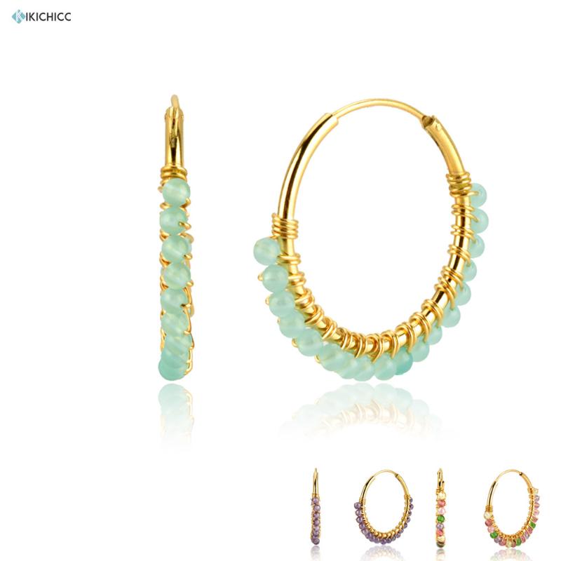 

Kikichicc 100% 925 Sterling Silver 2020 Summer Green Hollow Hoops Piercing Purple Aros Malia Piedra Fine Jewelry Crystal