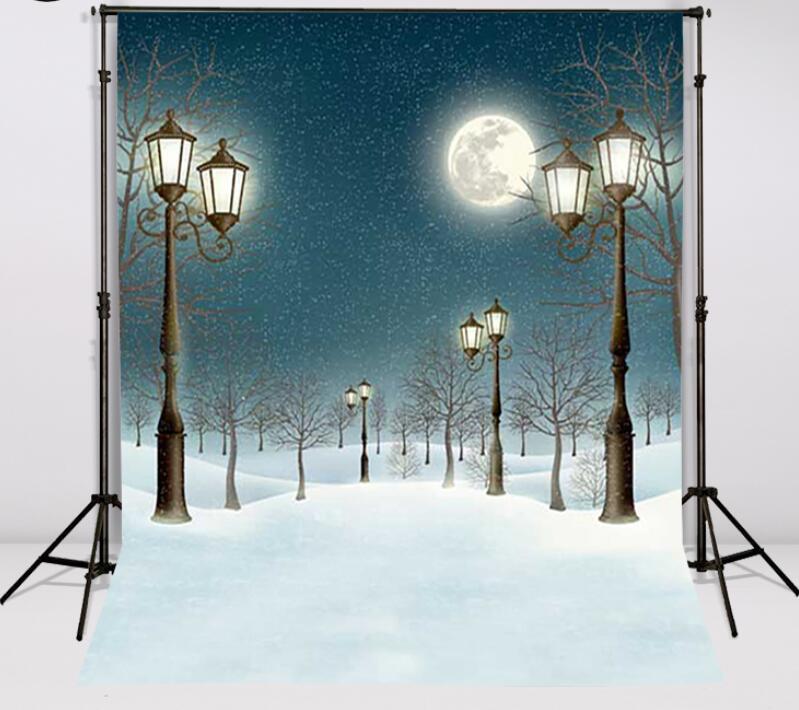 

Background Material Mehofond 5x7ft Vinyl Christmas Pography Snow Street Lights Moon Snowflakes Starry Sky Backdrop For Po Studio