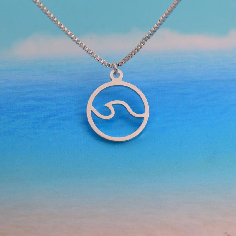 

SanLan 12pcs Simple And Gentle Sea Wave Pendant Necklace , Brilliant Stainless Steel Necklace Charming Women WAVE Jewelry