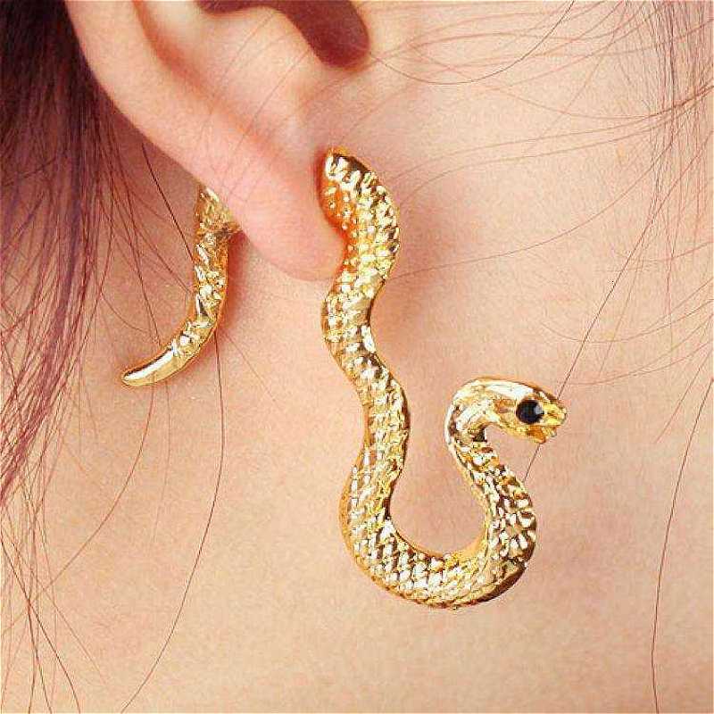 

Stud Gothic Rock Punk Snake Earring Personality Nightclub Metal Earrings For Women Gold Color Animal Jewelry 1pcs
