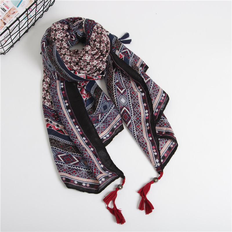 

Scarves Winter Cotton And Linen Scarf Women Sunscreen Silk Fashion Print Tassel Shawl Summer Ethnic Style Dustproof Beach Towel