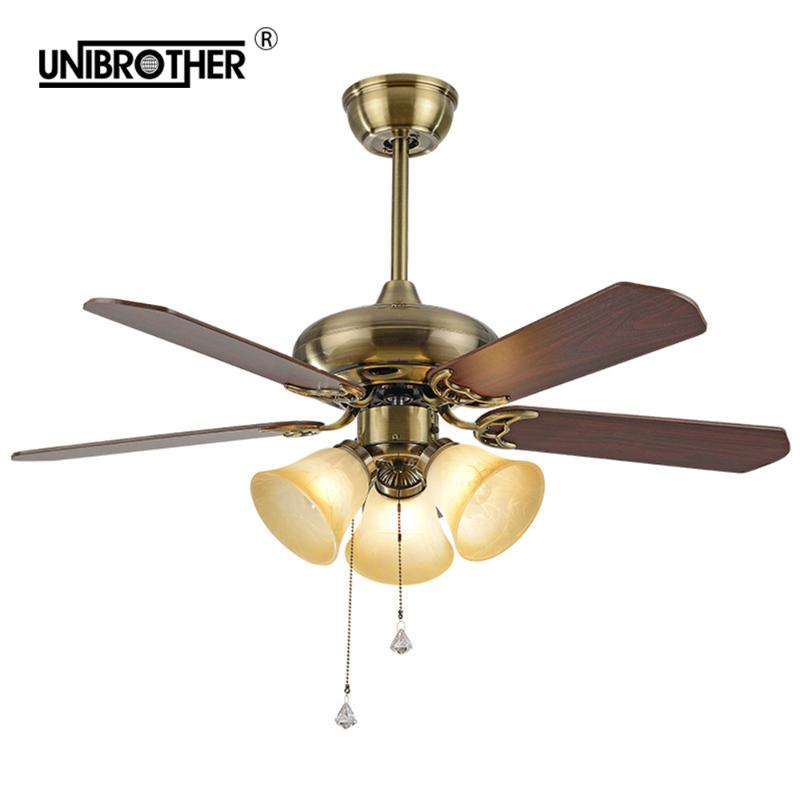 

America Ceiling Fan Lamp with Lights Remote Control Wooden Glass Lampshade Modern Dinning Room Bedroom Led Home Decor 110V 220V