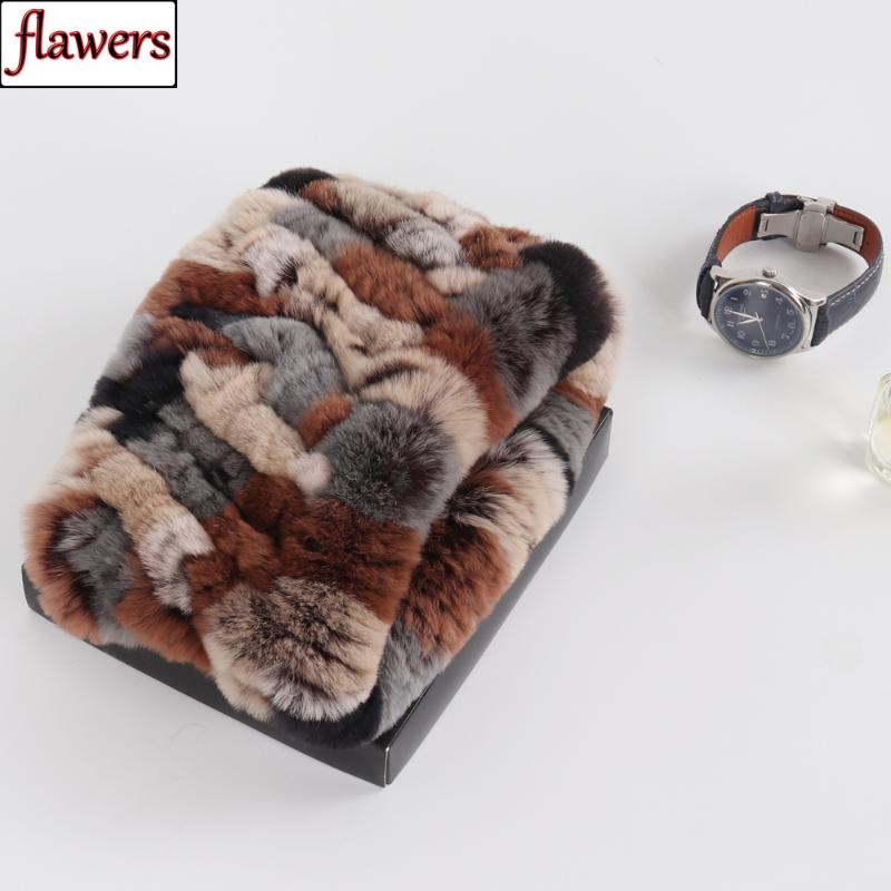

New Fashion Natural Fur Ring Scarves Warm Women Genuine Rex Fur Headbands Scarf Good Elastic Knitted Real Ring Scarf