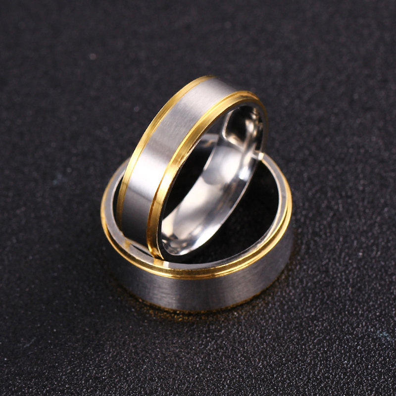 

Couple Ring Gold-Color Jewelry for Women Man Titanium Steel Lovers Ring Stainless Steel Wedding Bands 6mm 8mm