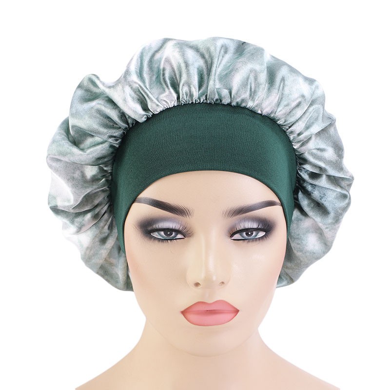 

Muslim Women Night Sleep Cap Satin Elastic Bonnet Hat For Hair Care Head Cover Adjust Hair Loss Hat Beanies Skullies Islamic New, Green