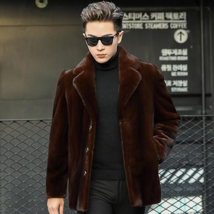 

faux mink fur leather jacket mens suit collar warm fur leather coat men loose jackets winter autumn thicken jaqueta de couro m261, Black