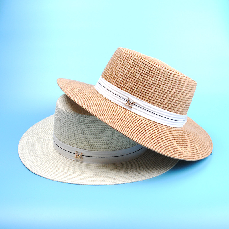 

Summer Womens Sunscreen Straw Fedoras Hat Rhinestone M Classic Flat Hats For Girls Hat Sun Breathable, White