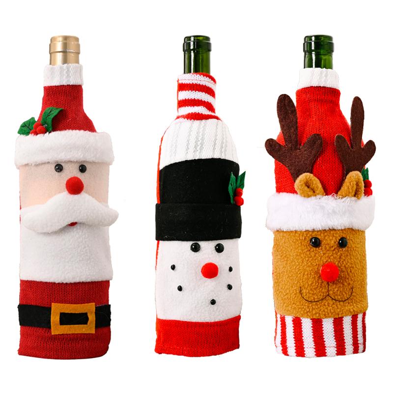 

Wine Bottle Cover Christmas Decorations Cute Bottles Apron Cartoon Dust Cover for Home Table New Year Party Banquet New