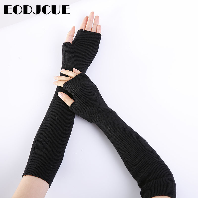 

2020 New Women's Winter High Quality Long Gloves DIY Fine Wool Knitting Mitten Warm Fingerless Gloves Femme For Women